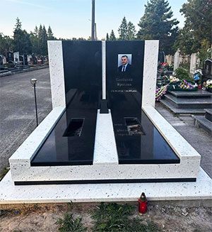 Памятник подвійний європейський з білого граніту
